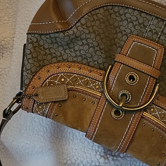 Coach signature studded suede and leather hobo bag - Picture 3 of 7